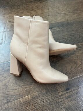 Marc Fisher Almond Cream Block Heel Ankle Boots